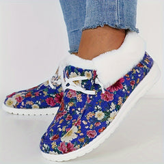Floral Pattern Non-slip Walking Sneakers Warm Comfort Sport Shoes