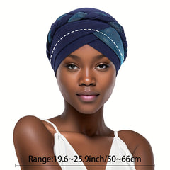 Braided Laser Turban Cap Solid Cross Head Wrap Hijab Chemo Hats
