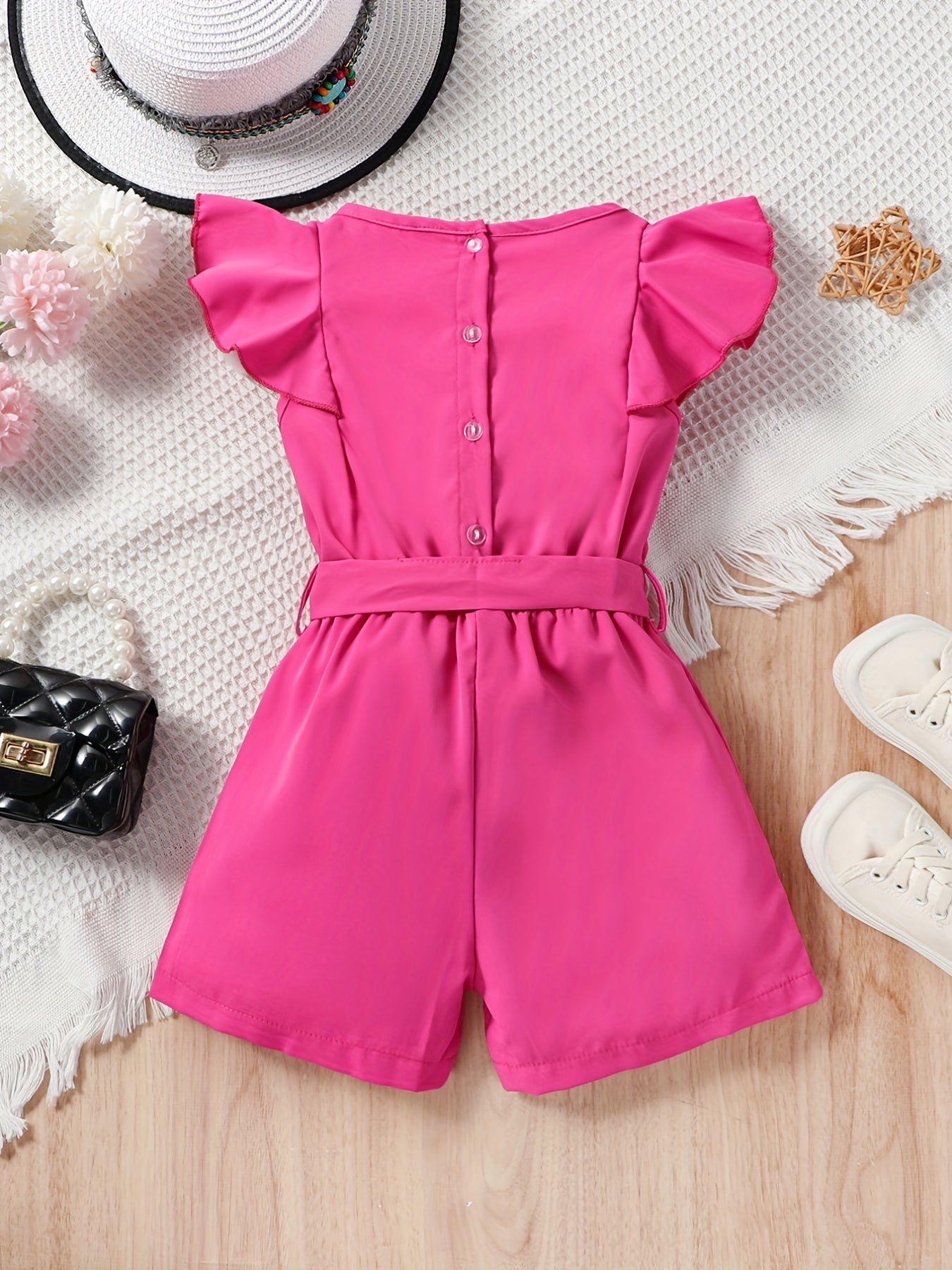 Toddler Girls Ruffle Trim Rompers Jumpsuits Summer Clothes
