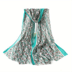 Floral Print Block Scarf Raw Edge Shawl Casual Windproof Head Wrap