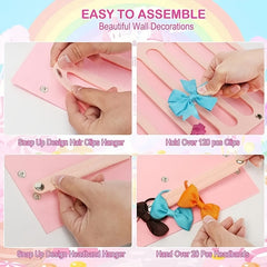 Pink Ribbon Bow Headband Organizer Hanging Strap