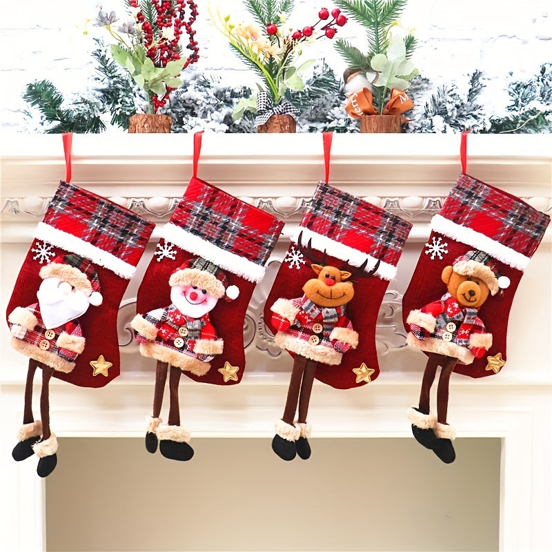 Festive Christmas Stocking Gift Bag for Home Decor