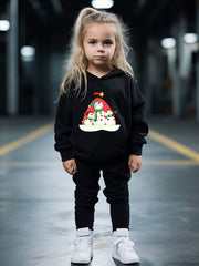 2pcs Snowman Print Hoodies Pants Set Fall Sports Gift