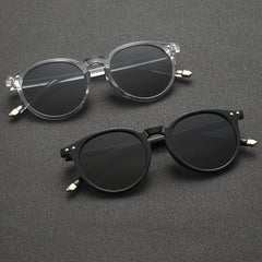 2 Pairs Men's Casual Round Frame Sunglasses with Case