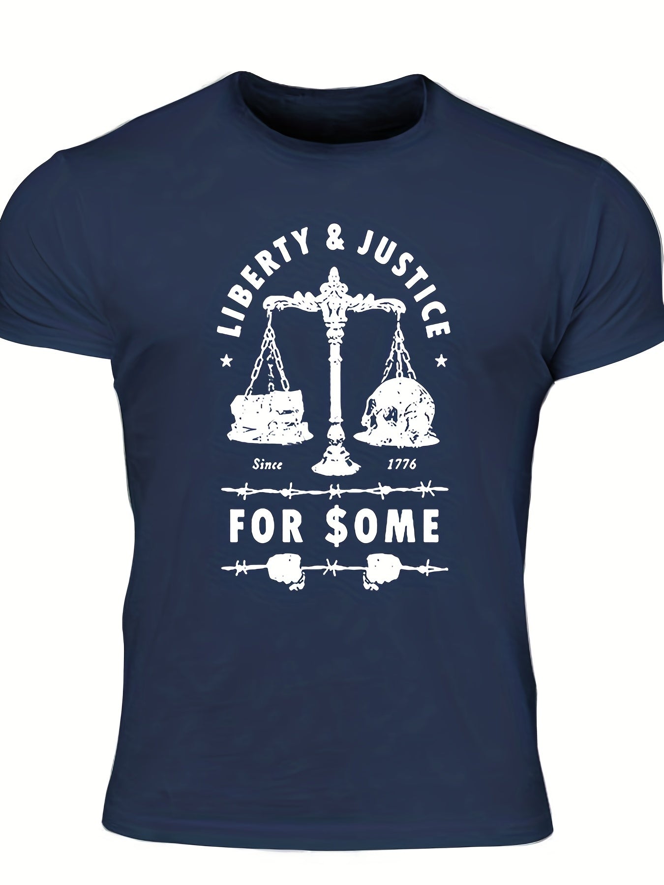 Men's Liberty & Justice Print Tee Crew Neck T-shirt