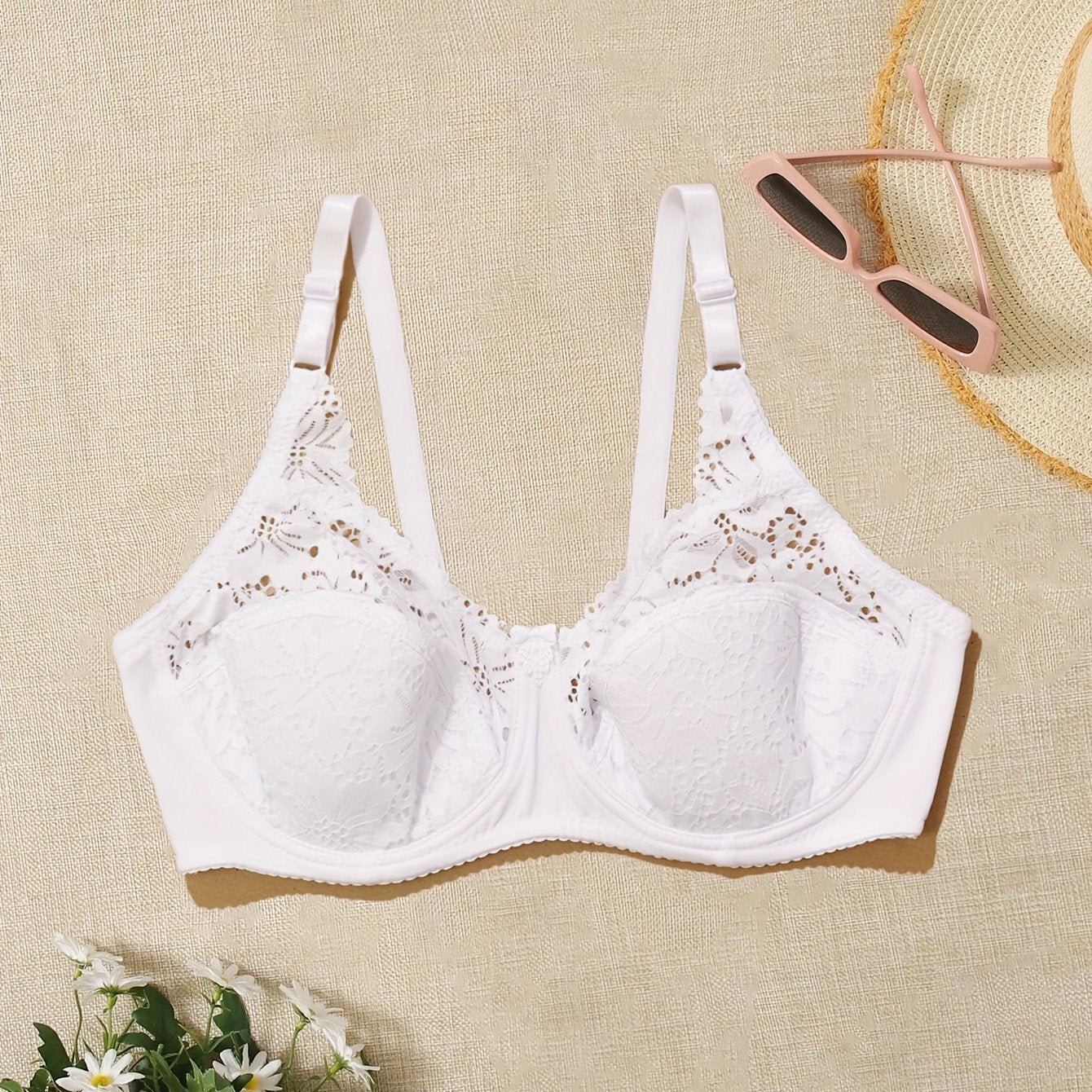 Bra Women's Plus Lace Underwire Lightly Lined Bra