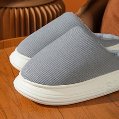 Women's Plush Lined Slip-On Slippers Warm Platform Shoes