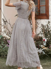 Lace V Neck Maxi Bridesmaid Dress