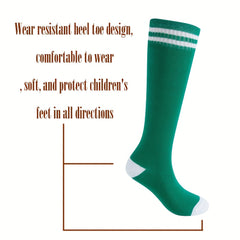4 Pairs Boys Striped Knee High Socks, Cotton, Breathable, Comfortable