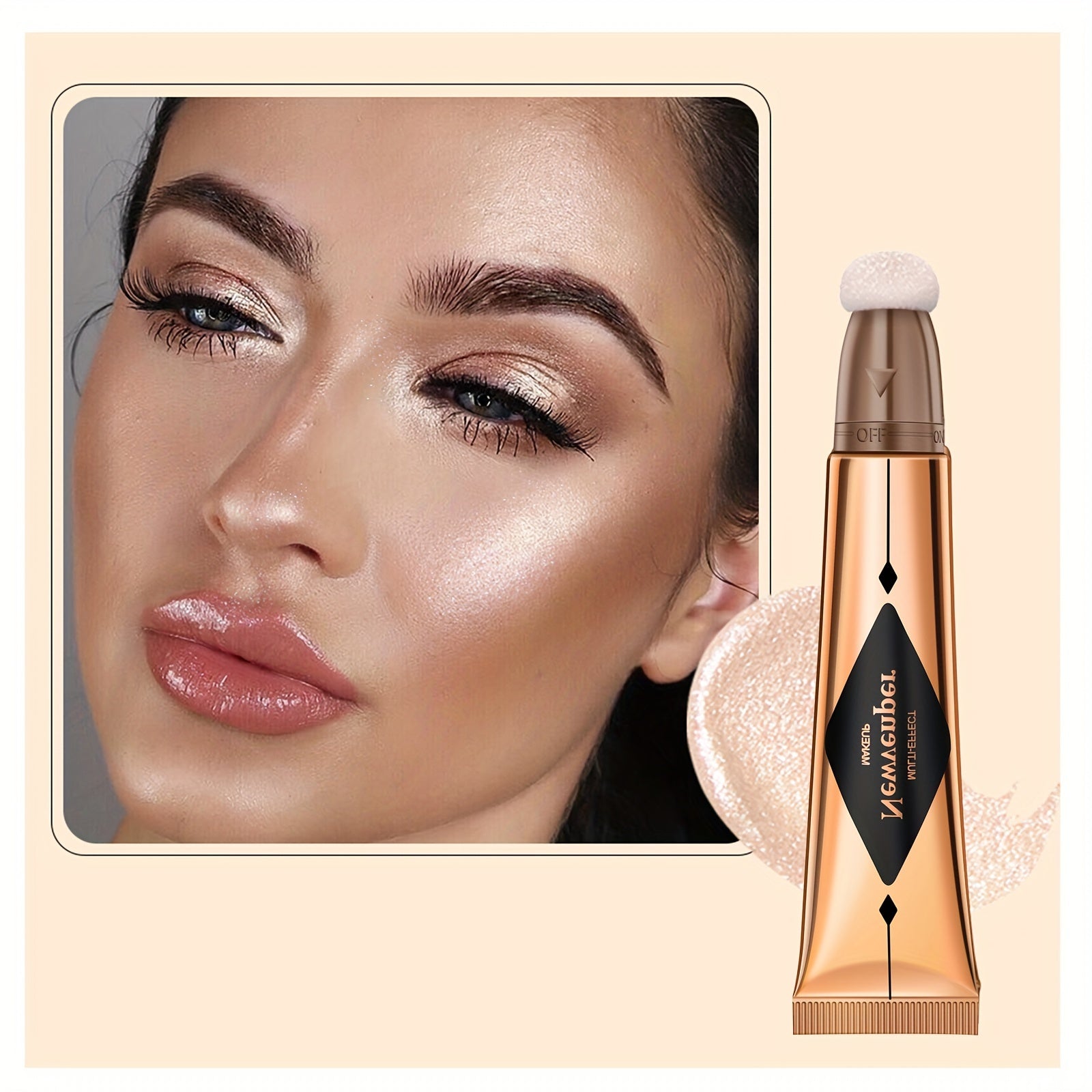 Highlighter Cream with Sponge Applicator for Brightening Makeup