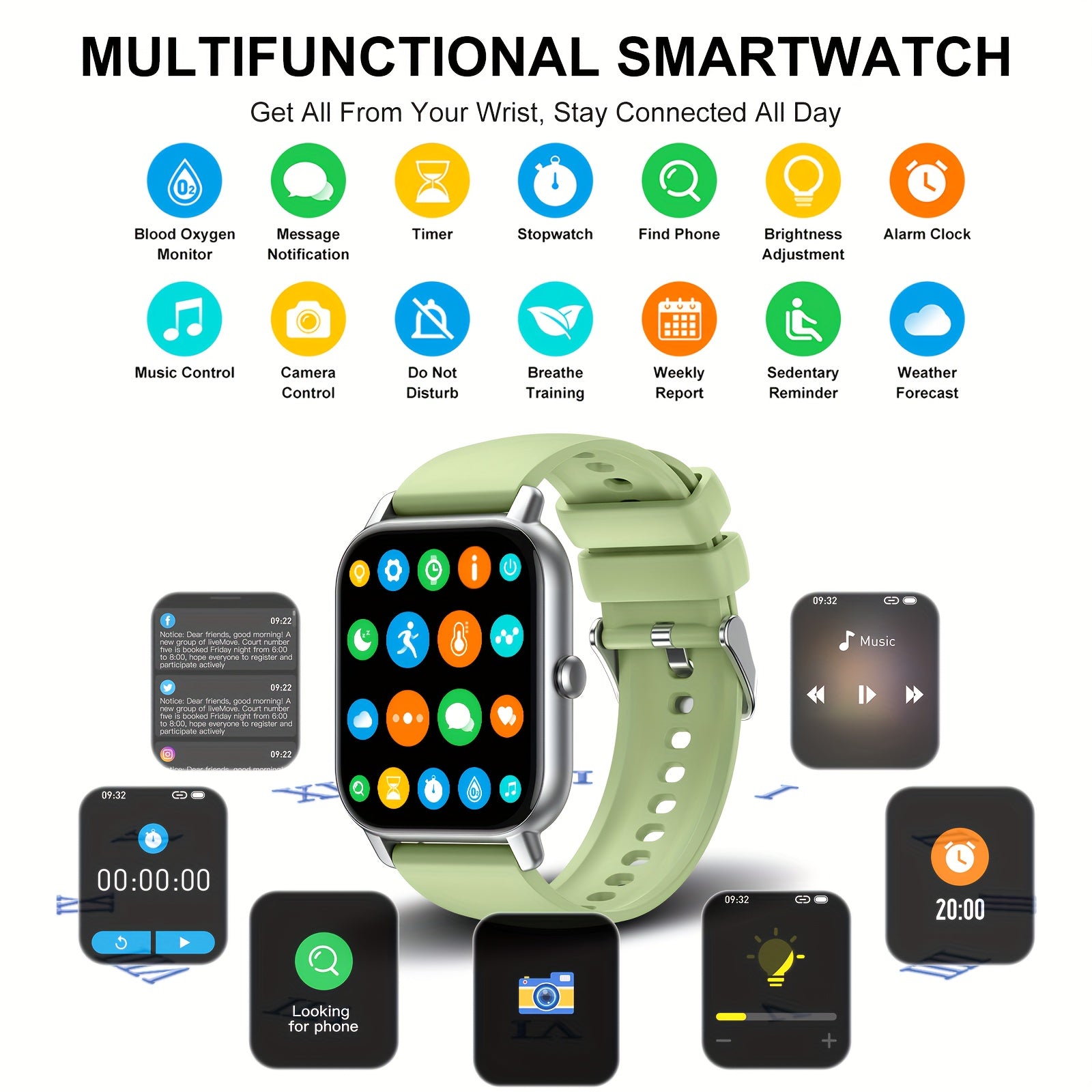 P66 Smart Watch Call 100 Sport Modes Sleep Monitor Pedometer