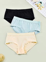 3 Pack Plus Size Breathable Mid Waisted Briefs Set