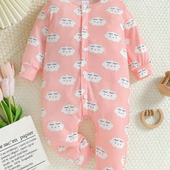 2pcs Baby Girls Clouds Print Bodysuit Set