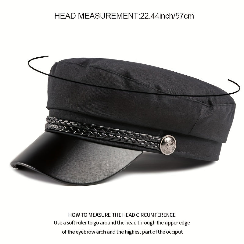 Parent-child Leather Texture Hat Autumn Winter Navy