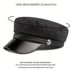 Parent-child Leather Texture Hat Autumn Winter Navy