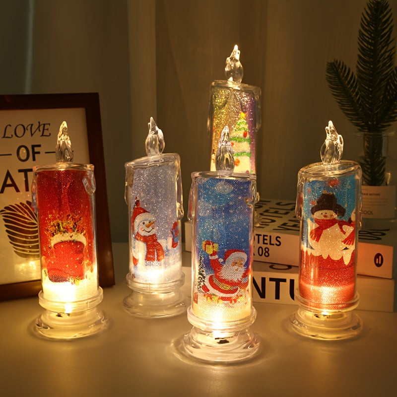 Christmas Flameless Candle Santa Claus Snowman Base LED Decoration
