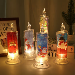 Christmas Flameless Candle Santa Claus Snowman Base LED Decoration