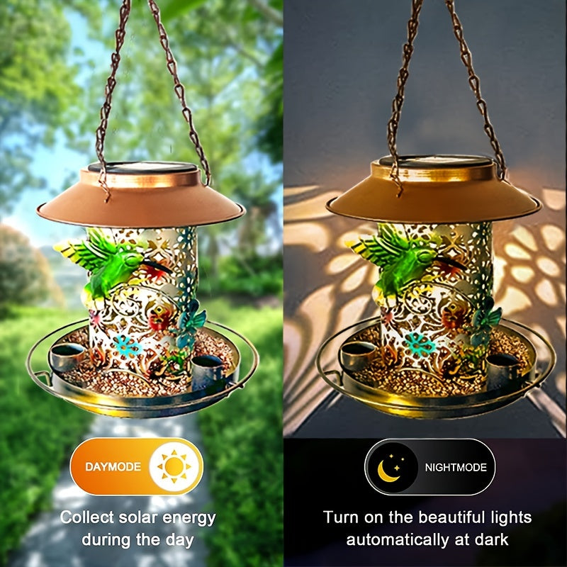 Solar Bird Feeder Outdoor Metal Waterproof Wild Bird Feeders Cardinals Lantern