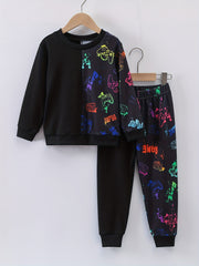 Boy's Gamepad Theme 2pcs Sweatshirt & Sweatpants Set