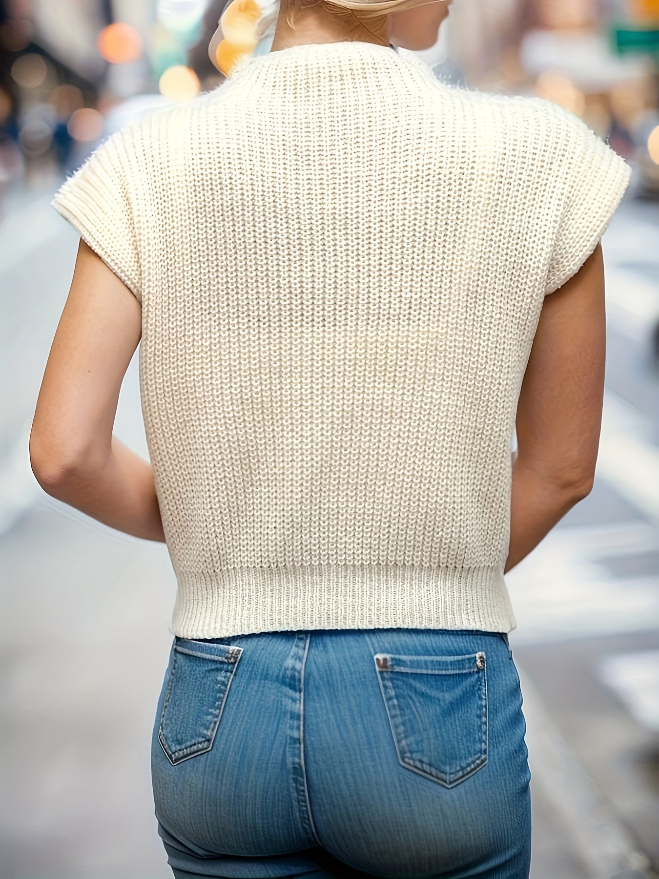 Solid Mock Neck Sweater Women's Clothing