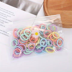 100 Colorful Mini Hair Ties for Kids