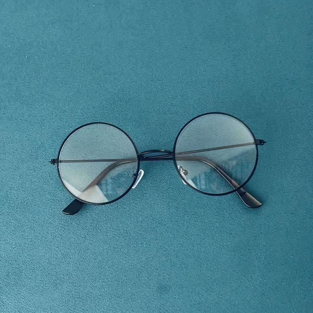Classic Retro Round Glasses Frame Performance Props Flat Mirror Glasses