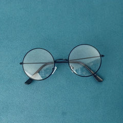 Classic Retro Round Glasses Frame Performance Props Flat Mirror Glasses