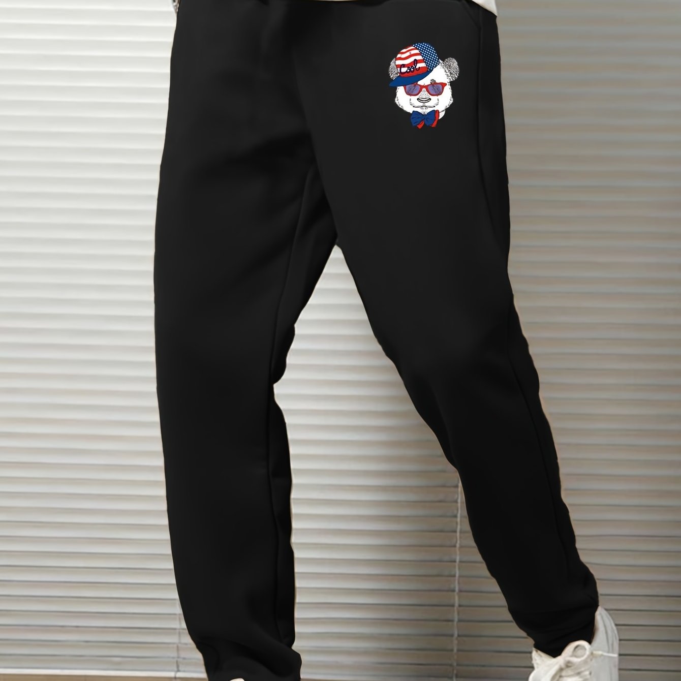 Men's Cartoon Bear Print Loose Sweatpants