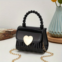 Girls Mini PVC Handheld Bag with Love Decoration for Party & Holiday