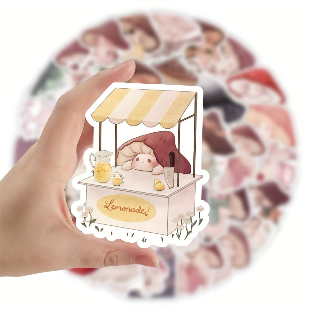 50pcs Cartoon Mushrooms Waterproof Stickers For Suitcases Phone Cases