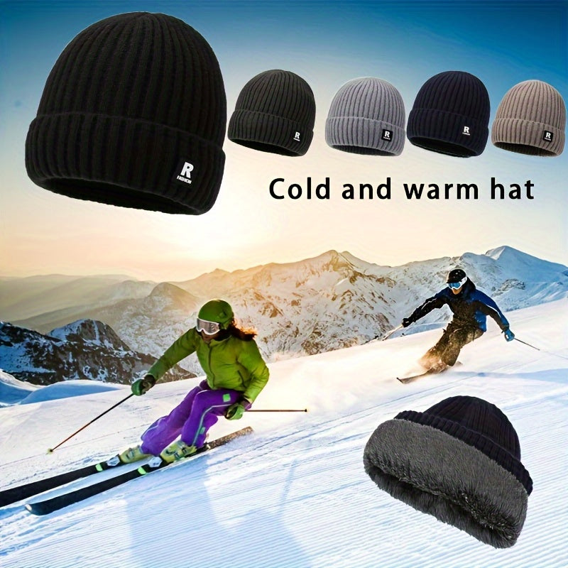Winter Thickened Knitted Beanie Hat Ski Hat Ear Protection Warm Hat