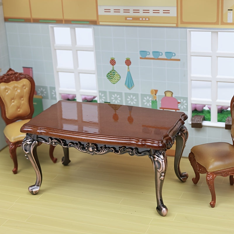 1:12 Dollhouse Furniture Retro Alloy Wooden Large Table Tea Table