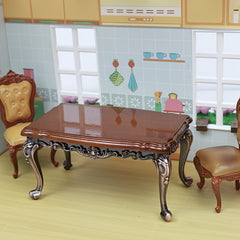 1:12 Dollhouse Furniture Retro Alloy Wooden Large Table Tea Table