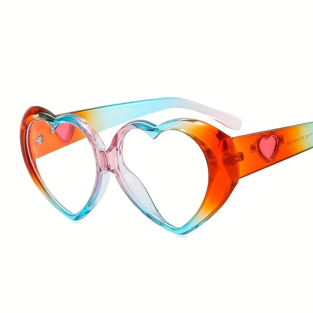 Heart Clear Lens Glasses For Men Women LOVE Theme Block Frame