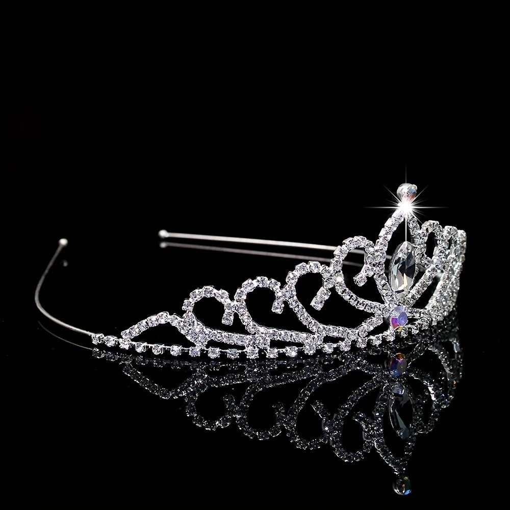 Rhinestone Headband Double Layer Crown Tiara Bridal Wedding Hair Accessories