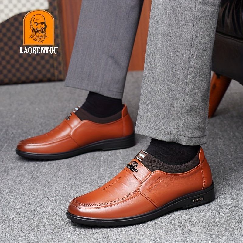 LAORENTOU Men's Leather Loafer Shoes Lightweight Non Slip Casual Shoes