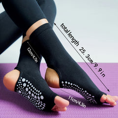 Breathable Non-slip Toeless Yoga Socks Heel Grip Sports Pilates Barre Dance