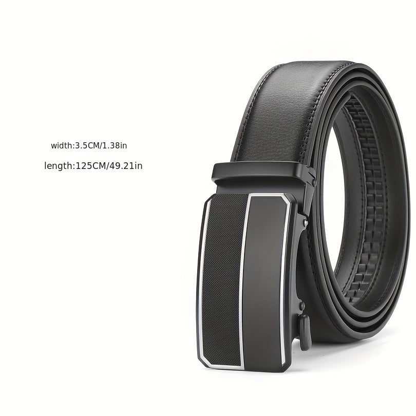 Men's Automatic Buckle Alloy Belt Calfskin Leather Business Bel