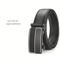 Men's Automatic Buckle Alloy Belt Calfskin Leather Business Bel