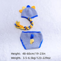 Newborn Dino Knit Hat & Shorts Set for Baby Photos