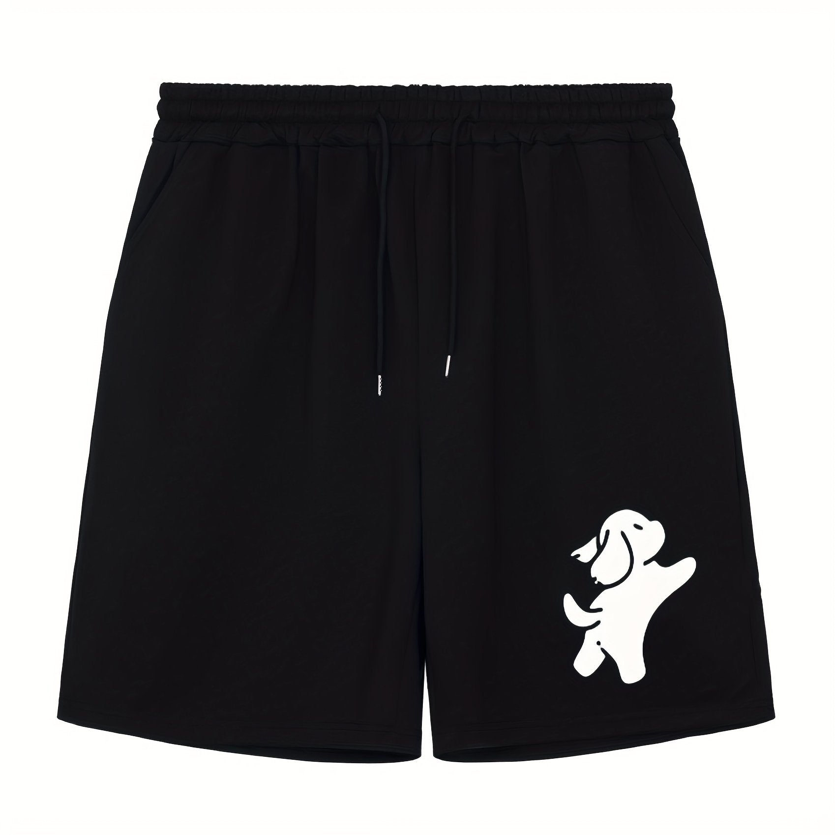 Men's Dog Doodle Print Workout Shorts Active Stretch Drawstring Sports Shorts