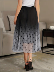 Polka Dot Gradient Pleated Maxi Skirt
