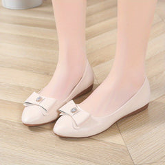 Women's Pointed Toe Bow Flat Shoes Soft Sole Slip On Non Slip Casual Flats