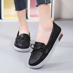 Ruched Trim Bowknot Flat Shoes Low Top Comfortable Walking Shoes
