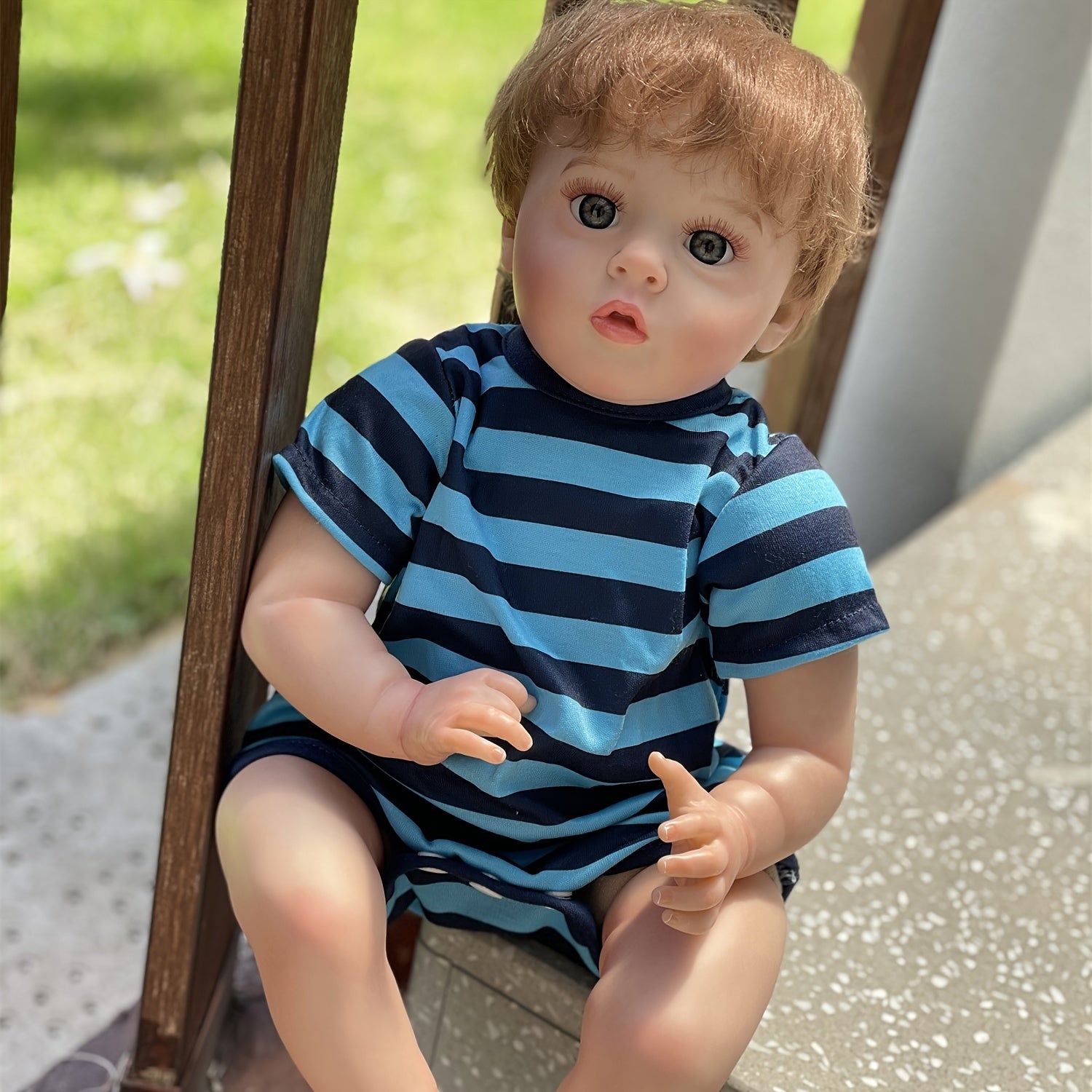 Realistic Open Eyes Reborn Doll Soft Body Rooted Hair 3D Painted Skin