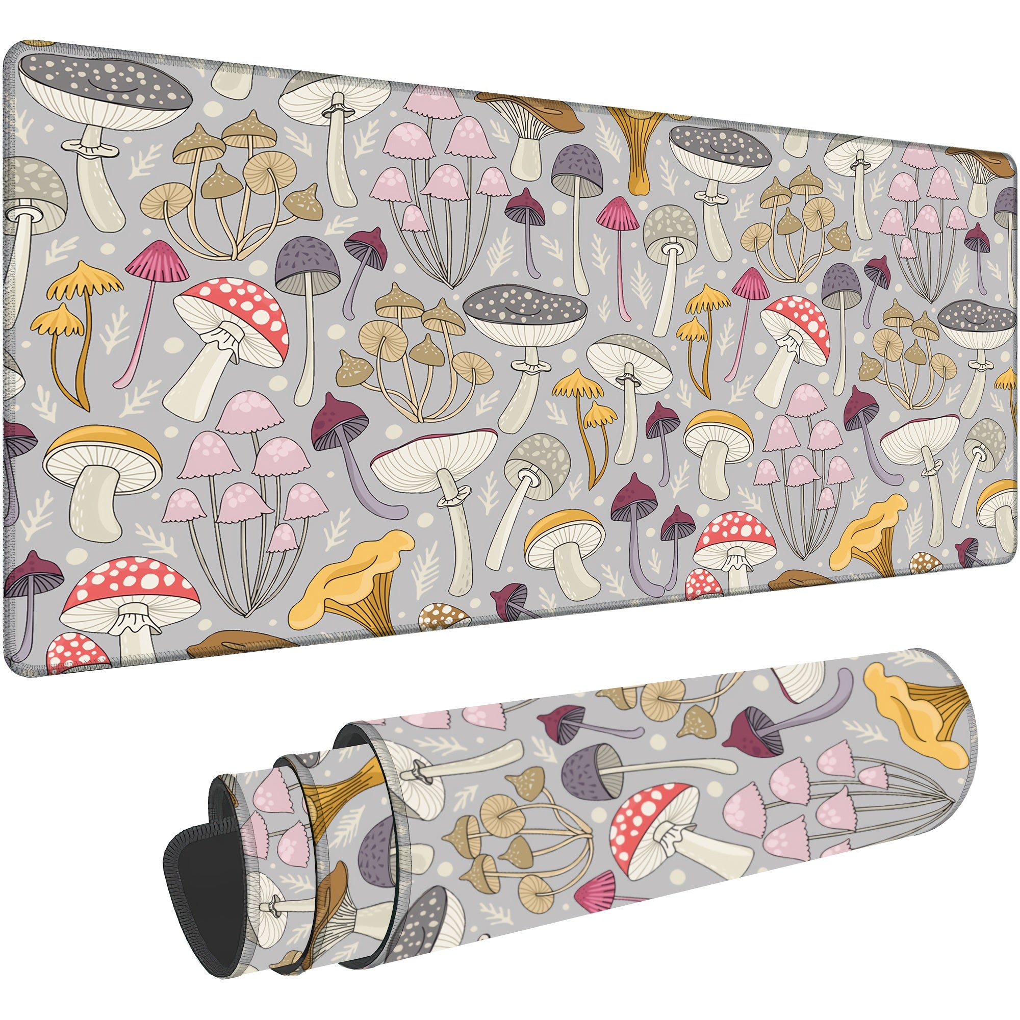 Colorful Mushrooms Gaming Desk Mat, Extended Mouse Pad