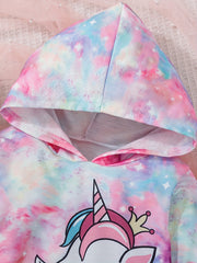 Toddler Girl's Unicorn Hoodie & Flared Pants Set for Spring Fall