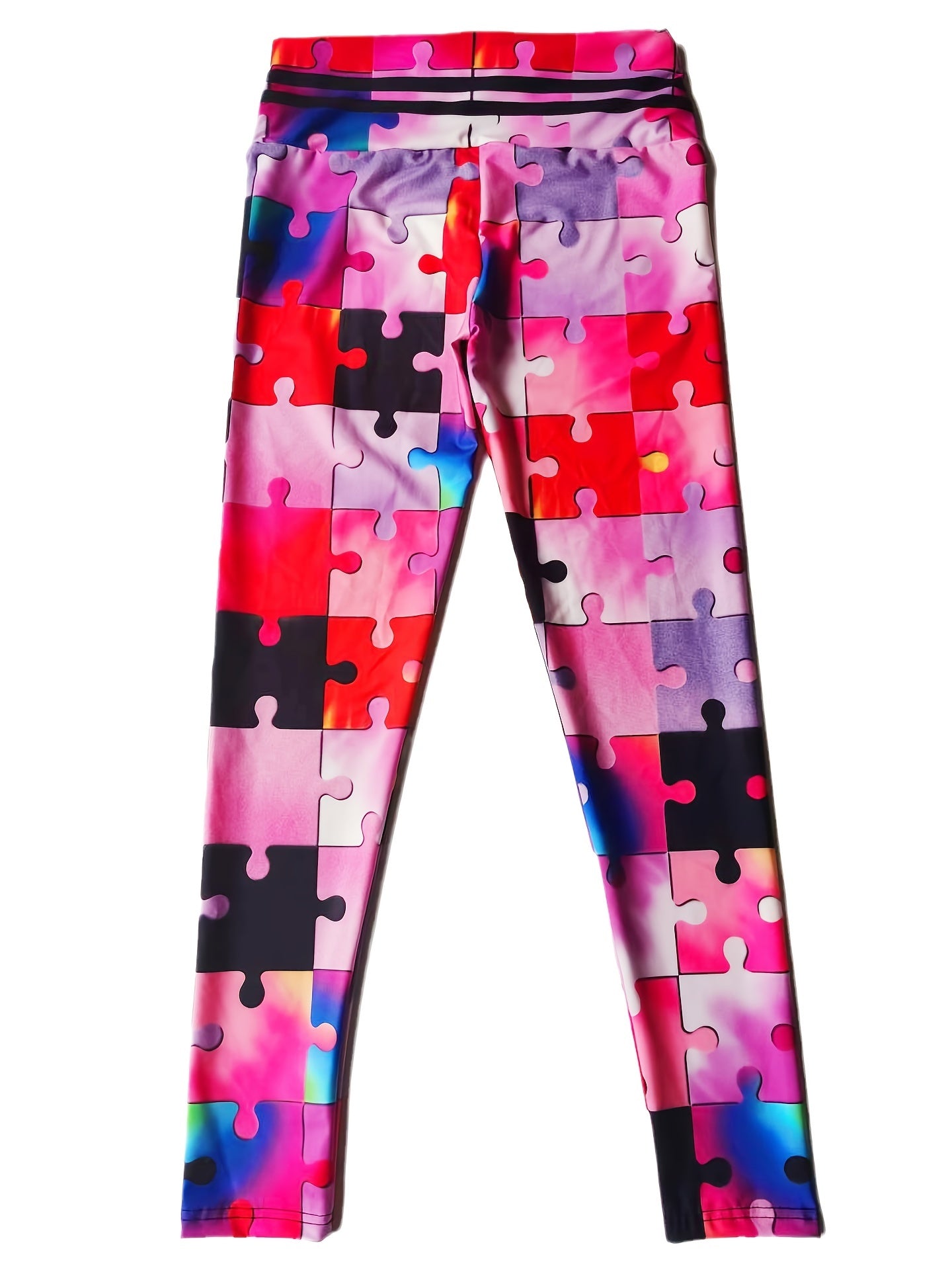 Jigsaw Printed Sports Yoga Leggings High Waist Workout Running Sports Tight