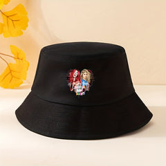 Y2K Cartoon Girl Print Bucket Hat Lightweight Sun Shade Fisherman for Women