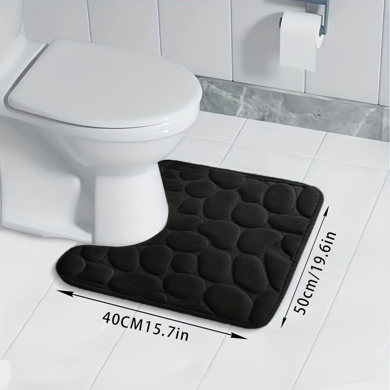 Soft and Absorbent U Shaped Bathroom Rug Non Slip Toilet Mat